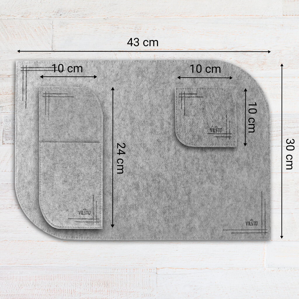 VILSTO filca materiāla galda paliktņu komplekts, aizsargi galda virsmām pret bojājumiem, skrāpējumiem, šļakatām, traipiem u.c., komplektā 18 gb – 6 trauku paliktņi, 6 dzērienu paliktņi, 6 galda piederumu kabatiņas, gaiši pelēks цена и информация | Galdauti, salvetes | 220.lv