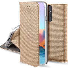 Перекидной чехол Moozy для Xiaomi Redmi Note 10 Pro и Note 10 Pro Max - Золотой магнитный откидной футляр с держателем для карт и подставкой цена и информация | Чехлы для телефонов | 220.lv