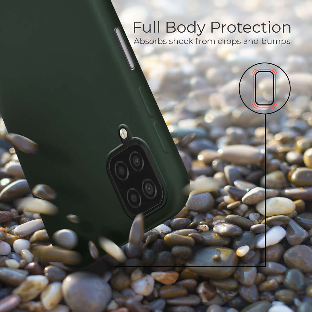 Moozy Lifestyle telefona vāciņš saderīgs ar Samsung A12 – augstvērtīga silikona apvalks ar matētu virsmu un mīkstu mikrošķiedras oderi, Tumši zaļš цена и информация | Telefonu vāciņi, maciņi | 220.lv