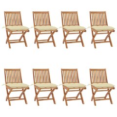 vidaXL - saliekamie dārza krēsli ar spilveniem, 8 gab., tīkkoks cena un informācija | Dārza krēsli | 220.lv