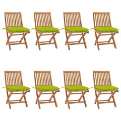 vidaXL - saliekamie dārza krēsli ar spilveniem, 8 gab., tīkkoks цена и информация | Садовые стулья, кресла, пуфы | 220.lv