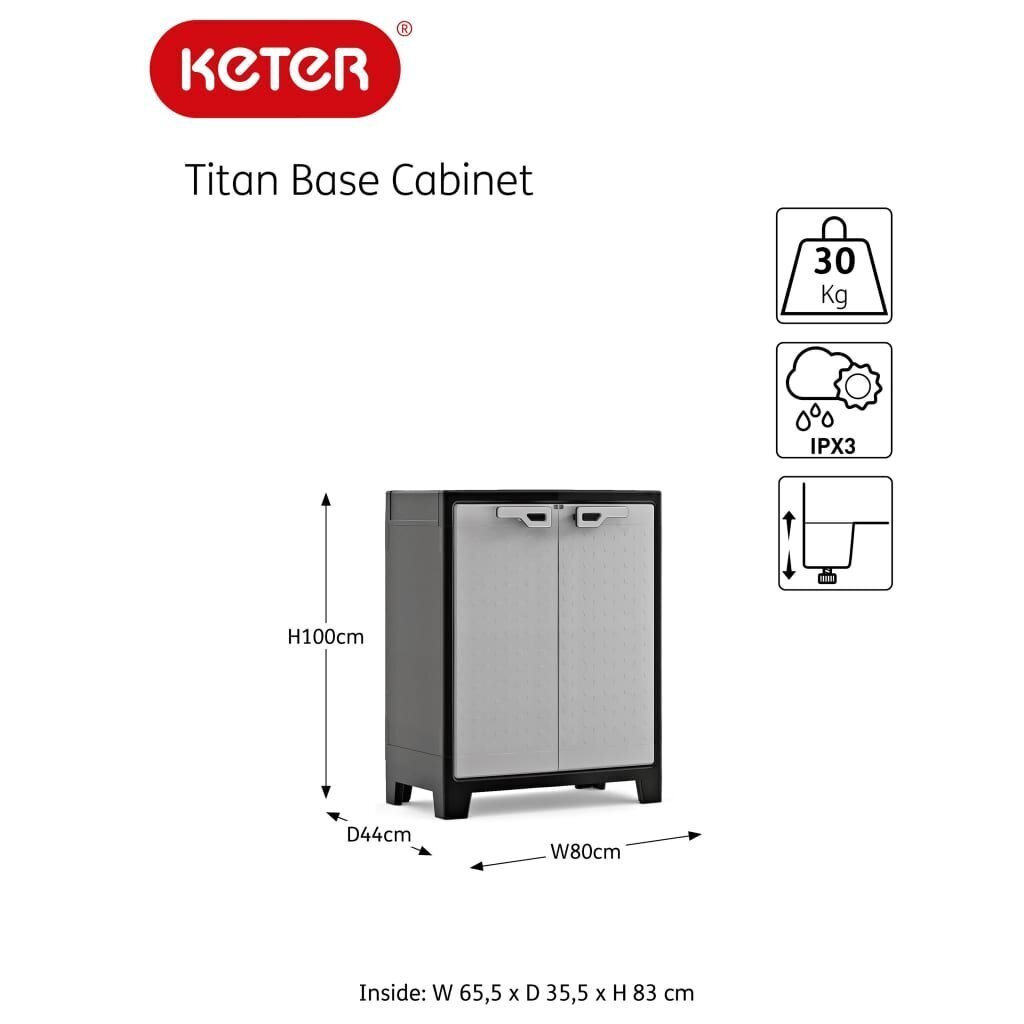 Keter zemais skapis Titan, 100cm, melns un pelēks cena un informācija | Vannas istabas skapīši | 220.lv