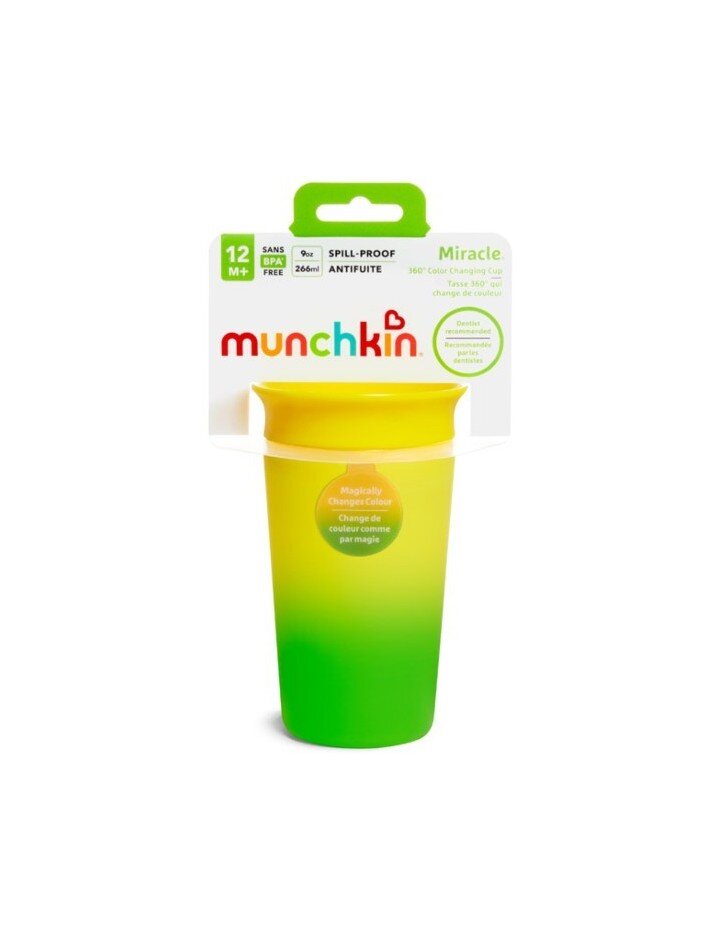 Krāsu mainoša krūze Munchkin Miracle 360, zila, 12 mēn.+, 266 ml цена и информация | Bērnu pudelītes un to aksesuāri | 220.lv