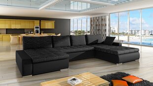 П-образный диван-кровать Caro Soft 011 (черный) + Lawa 06 цена и информация | Диваны | 220.lv