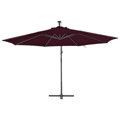 vidaXL Arm - lietussargs ar LED spuldzēm, tumši sarkans, 350cm цена и информация | Зонты, маркизы, стойки | 220.lv