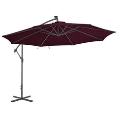 vidaXL Arm - lietussargs ar LED spuldzēm, tumši sarkans, 350cm cena un informācija | Saulessargi, markīzes un statīvi | 220.lv