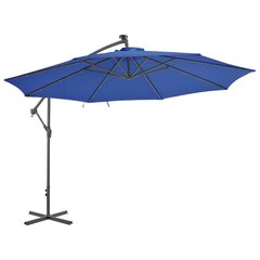 vidaXL Arm - lietussargs ar LED spuldzēm, tumši zils, 350cm cena un informācija | Saulessargi, markīzes un statīvi | 220.lv