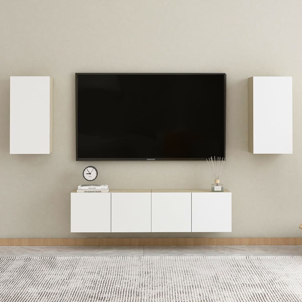 vidaXL - TV skapis, balts un ozols, 30,5x30x60cm, MDP cena un informācija | TV galdiņi | 220.lv