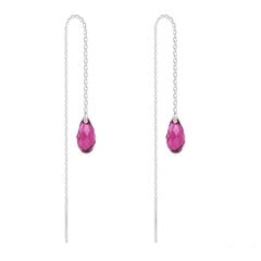 Sudraba ķēdes auskari Briolette, Fuchsia JW-MEI-01224 cena un informācija | Auskari | 220.lv