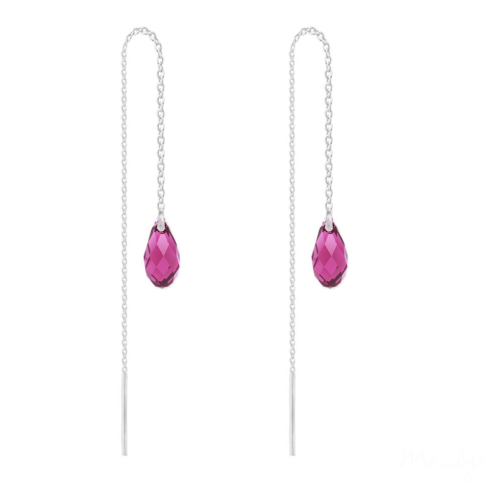 Sudraba ķēdes auskari Briolette, Fuchsia JW-MEI-01224 cena un informācija | Auskari | 220.lv