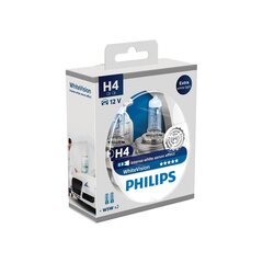 PHILIPS autospuldze H4 12V 60/55W WHITE VISION+W5W, 2 gab. blisteris цена и информация | Автомобильные лампочки | 220.lv