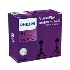 Автомобильная лампa PHILIPS VISION PLUS+60% H7 12V 60/55W PX26d C2 цена и информация | Philips Автотовары | 220.lv