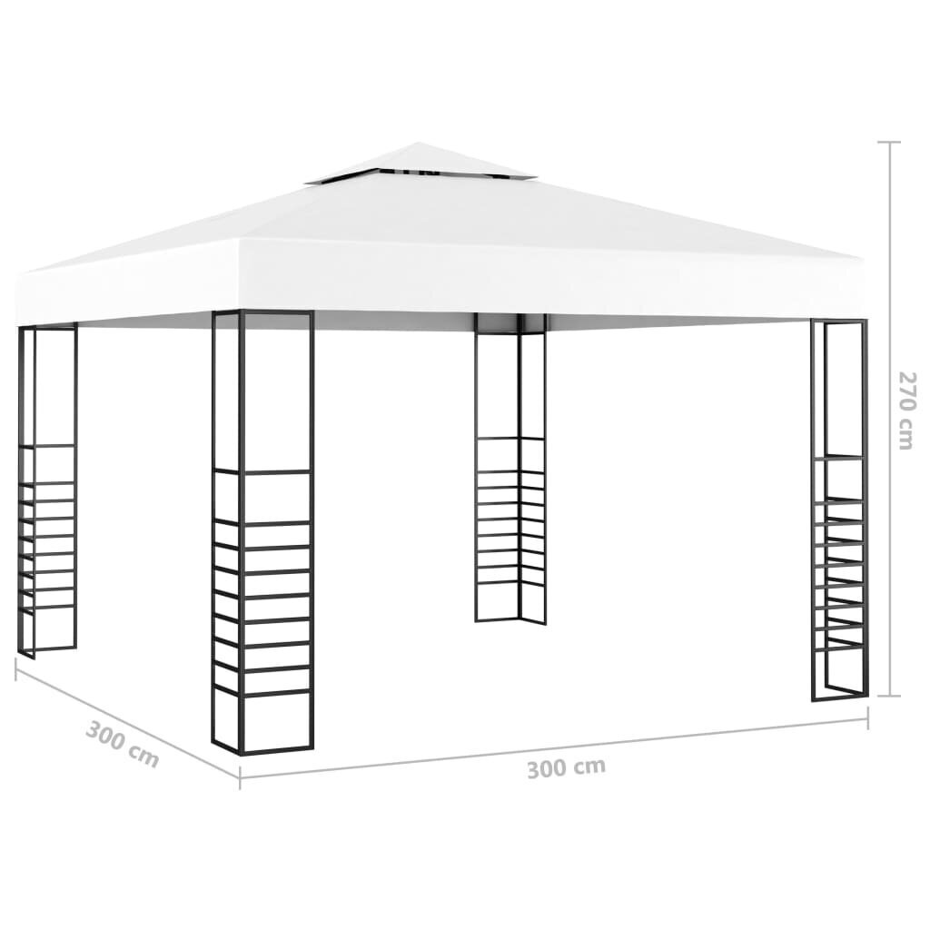 vidaXL - dārza lapene ar vītnēm, balta, 3x3m цена и информация | Dārza nojumes un lapenes | 220.lv