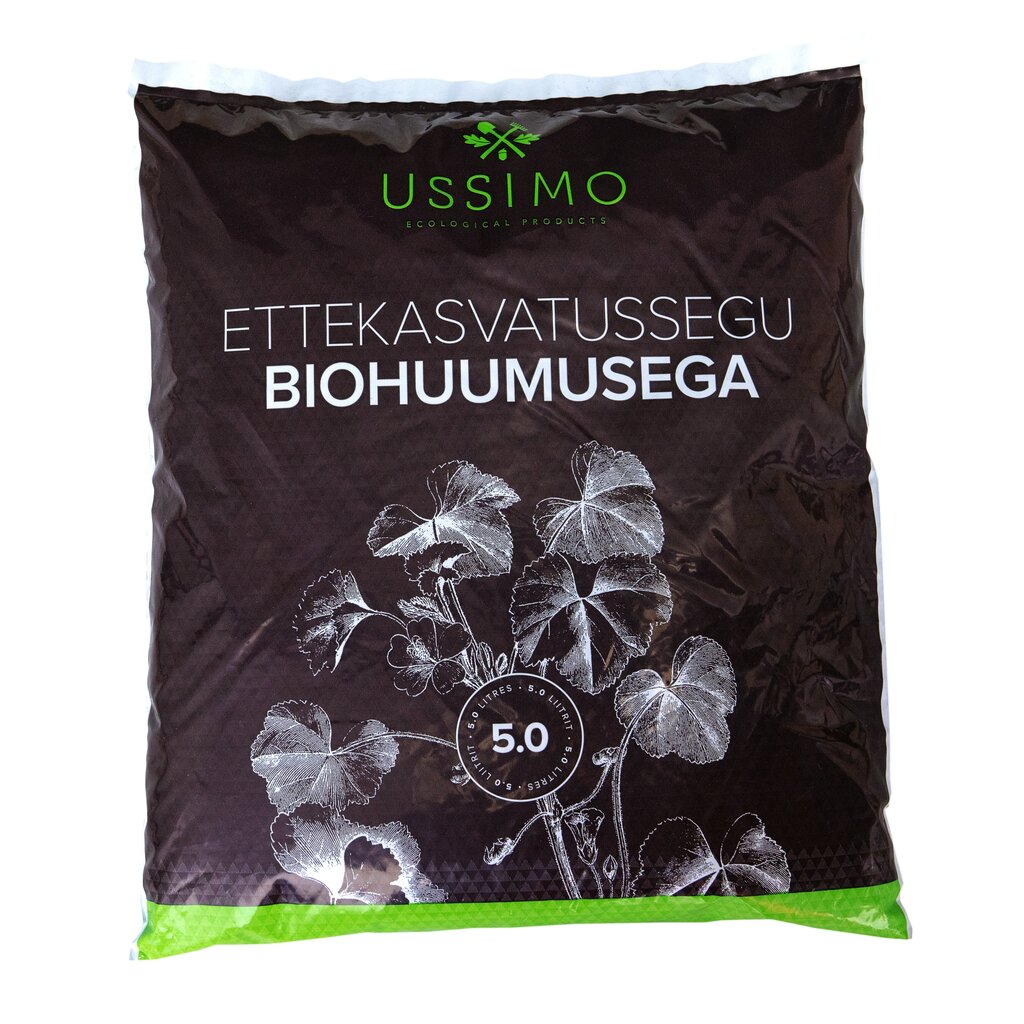 Augsnes maisījums stādiem ar biohumusu Ussimo, 5 l cena un informācija | Grunts, zeme, kūdra, komposts | 220.lv