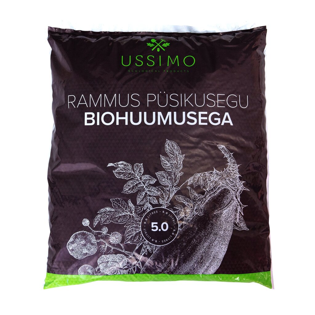 Auglīgs augsnes maisījums ar biohumusu Ussimo, 5 l цена и информация | Grunts, zeme, kūdra, komposts | 220.lv