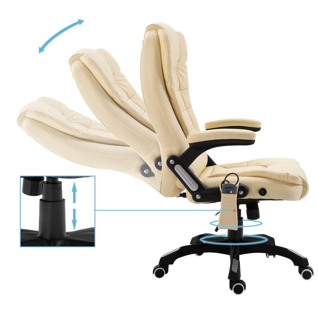 vidaXL biroja masāžas krēsls, krēmkrāsas mākslīgā āda цена и информация | Biroja krēsli | 220.lv