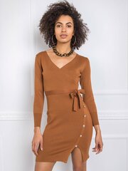 Sieviešu brūna adīta kleita Brown S/M cena un informācija | Kleitas | 220.lv