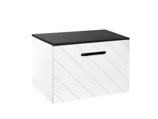 Шкаф для ванной со столешницей Besco Floo 60 с Slim black, белый/черный цена и информация | Шкафчики для ванной | 220.lv