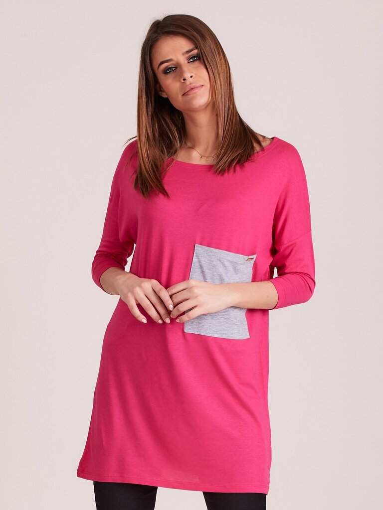 Sieviešu tunika ar kabatu, rozā Pink S cena un informācija | Kleitas | 220.lv