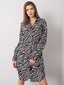 RUE PARIS Melnbalta kleita ar dzīvnieka motīvu Grey XL цена и информация | Kleitas | 220.lv