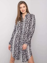 RUE PARIS Melnbalta kleita ar apdruku Grey M цена и информация | Платья | 220.lv