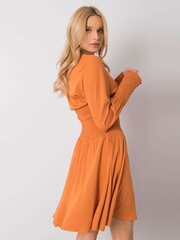 RUE PARIS Tumši oranža kleita ar garām piedurknēm Dark orange M cena un informācija | Kleitas | 220.lv