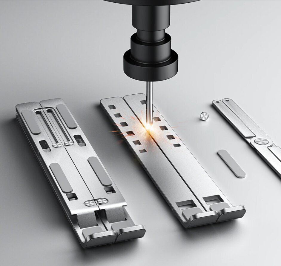 Salokāms klēpjdatora statīvs izgatavots no alumīnija, melns цена и информация | Portatīvo datoru dzesēšanas paliktņi un citi piederumi | 220.lv
