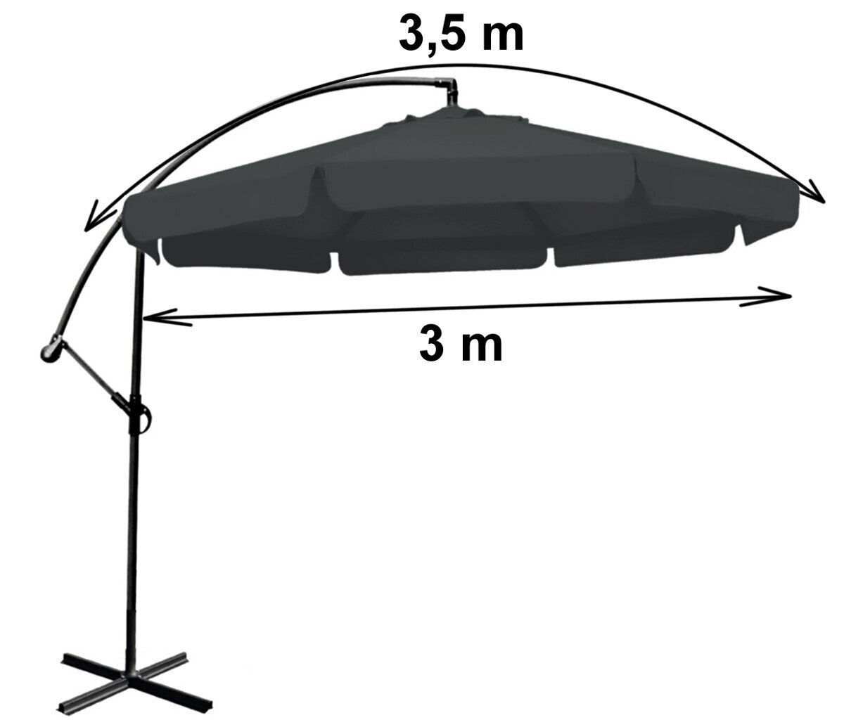 Saliekams liels pelēks lietussargs, 350 cm цена и информация | Saulessargi, markīzes un statīvi | 220.lv