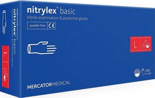 Vienreizlietojami nitrila darba cimdi Mercator Nitrylex Basic, 100 gab., L cena un informācija | Darba cimdi | 220.lv