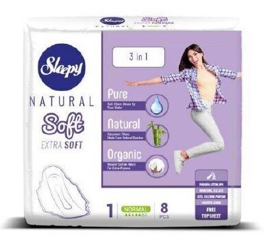 Sleepy Natural SOFT higiēniskās paketes Normal 8 gab. cena un informācija | Tamponi, higiēniskās paketes, ieliktnīši | 220.lv