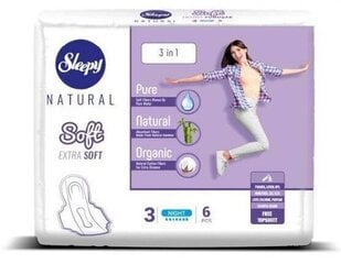 Sleepy Natural SOFT higiēniskās paketes Night 6 gab. cena un informācija | Tamponi, higiēniskās paketes, ieliktnīši | 220.lv