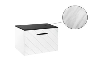 Шкаф для ванной Besco Floo 60 с Slim marble столешницей, белый/черный цена и информация | Шкафчики для ванной | 220.lv