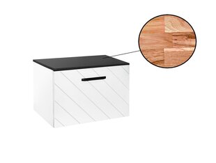Двойной шкафчик для ванной Besco Floo 120 с Oak столешницей, белый/черный цена и информация | Шкафчики для ванной | 220.lv