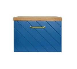 Шкафчик для ванной Besco Floo 60 с Oak столешницей, синий/золотой цена и информация | Шкафчики для ванной | 220.lv