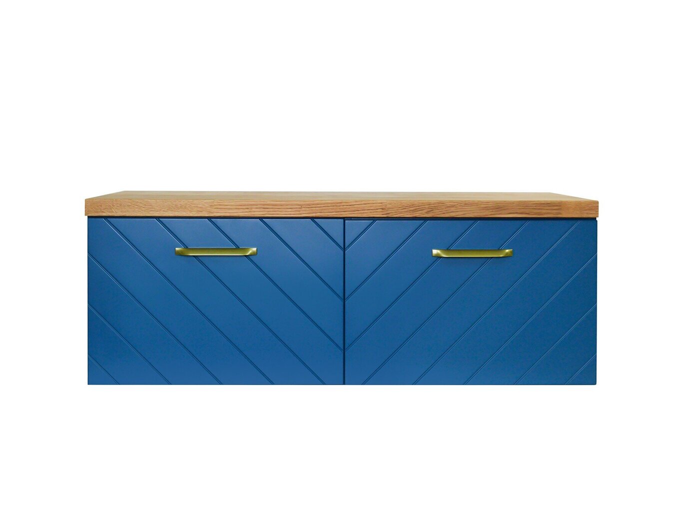 Dubults vannas istabas skapītis Besco Floo 160 ar Oak galda virsmu, zils/zelta cena un informācija | Vannas istabas skapīši | 220.lv