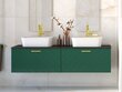 Vannas istabas skapītis Besco Floo 60 ar Oak galda virsmu, zaļš/zeltains cena un informācija | Vannas istabas skapīši | 220.lv