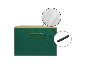 Vannas istabas skapītis Besco Floo 60 ar Slim marble galda virsmu, zaļš/melns цена и информация | Шкафчики для ванной | 220.lv