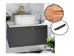 Шкафчик для ванной Besco Floo 80 со столешницей из дуба, черный цена и информация | Шкафчики для ванной | 220.lv