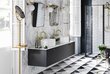 Dubults vannas istabas skapītis Besco Floo 120 ar Slim black galda virsmu, melns/zelta cena un informācija | Vannas istabas skapīši | 220.lv