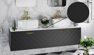 Dubults vannas istabas skapītis Besco Floo 120 ar Slim black galda virsmu, melns/zelta cena un informācija | Vannas istabas skapīši | 220.lv