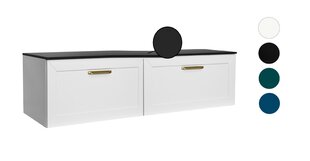 Шкафчик для ванной Besco Dexa 120 двойной со столешницей Slim black и золотыми ручками, белый цена и информация | Шкафчики для ванной | 220.lv