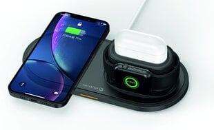 Беспроводное зарядное устройство Swissten 3в1 15Вт для iPhone / Apple Watch / Airpods Pro / черное цена и информация | Зарядные устройства для телефонов | 220.lv