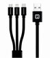 Swissten Textile Universal 3in1 USB-C / Lightning Data MFI / MircoUSB kabelis 1,2 m melns cena un informācija | Kabeļi un vadi | 220.lv