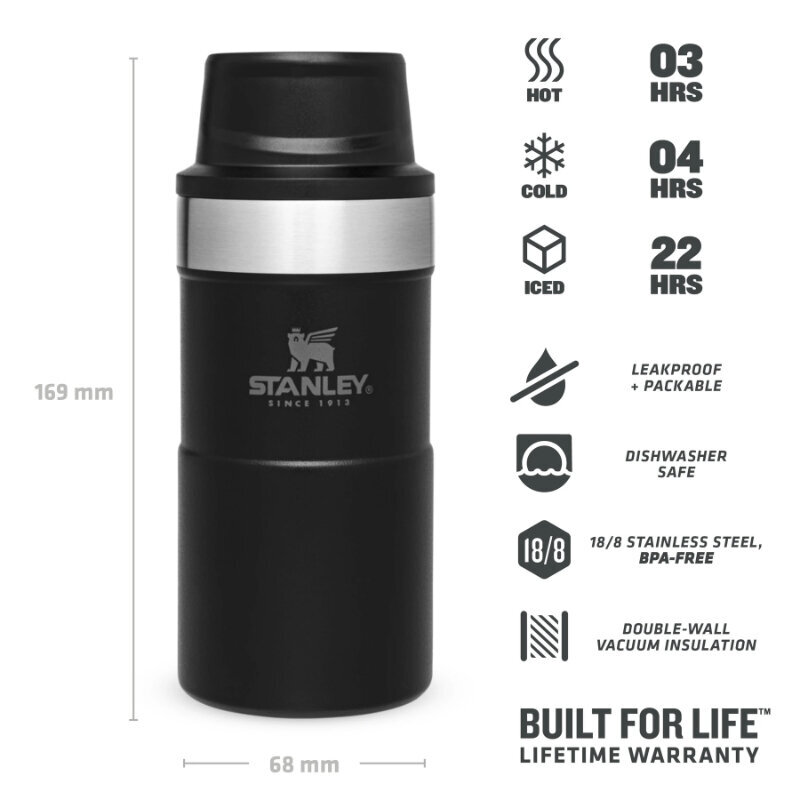 Termokrūze The Trigger-Action Travel Mug Classic 0,25L matēti melna (4) цена и информация | Termosi, termokrūzes | 220.lv