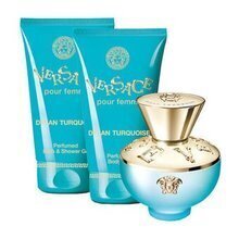 Komplekts Versace Dylan Turquoise: EDT sievietēm 50 ml + dušas želeja 50 ml + ķermeņa losjons 50 ml cena un informācija | Sieviešu smaržas | 220.lv