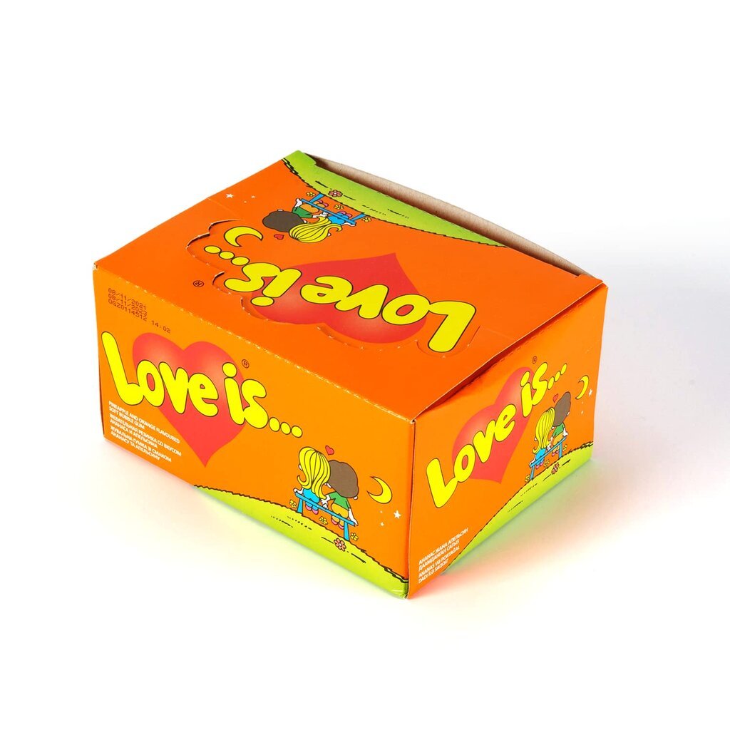 Apelsīnu-ananasu košļājamā gumija Love is, 4.2 g x 100 gab. cena un informācija | Saldumi | 220.lv