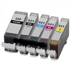 Analogs tintes kasetņu komplekts Canon Pgi-520 / Cli-521 Cmyk cena un informācija | Tintes kārtridži | 220.lv