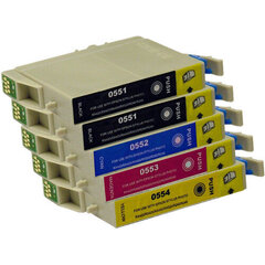 Analogs tintes kasetņu komplekts Epson T0551Bk + T0556 Cmyk cena un informācija | Tintes kārtridži | 220.lv