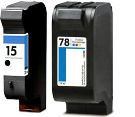 Analogs tintes kasetņu komplekts Hp 15Bk + Hp 78 Tricolor cena un informācija | Tintes kārtridži | 220.lv