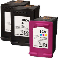 Analogs tintes kasetņu komplekts Hp 302Xlbk X2 + Hp 302Xl Tricolor Brand New! cena un informācija | Tintes kārtridži | 220.lv